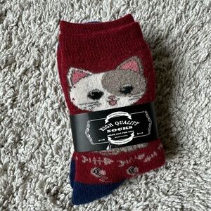 Cat Socks - Red and Blue
